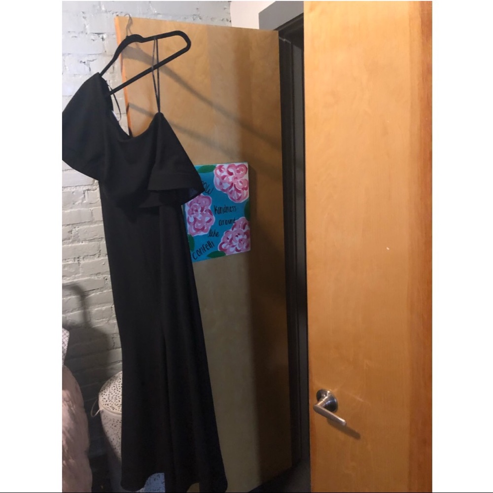 Black off the shoulder gown